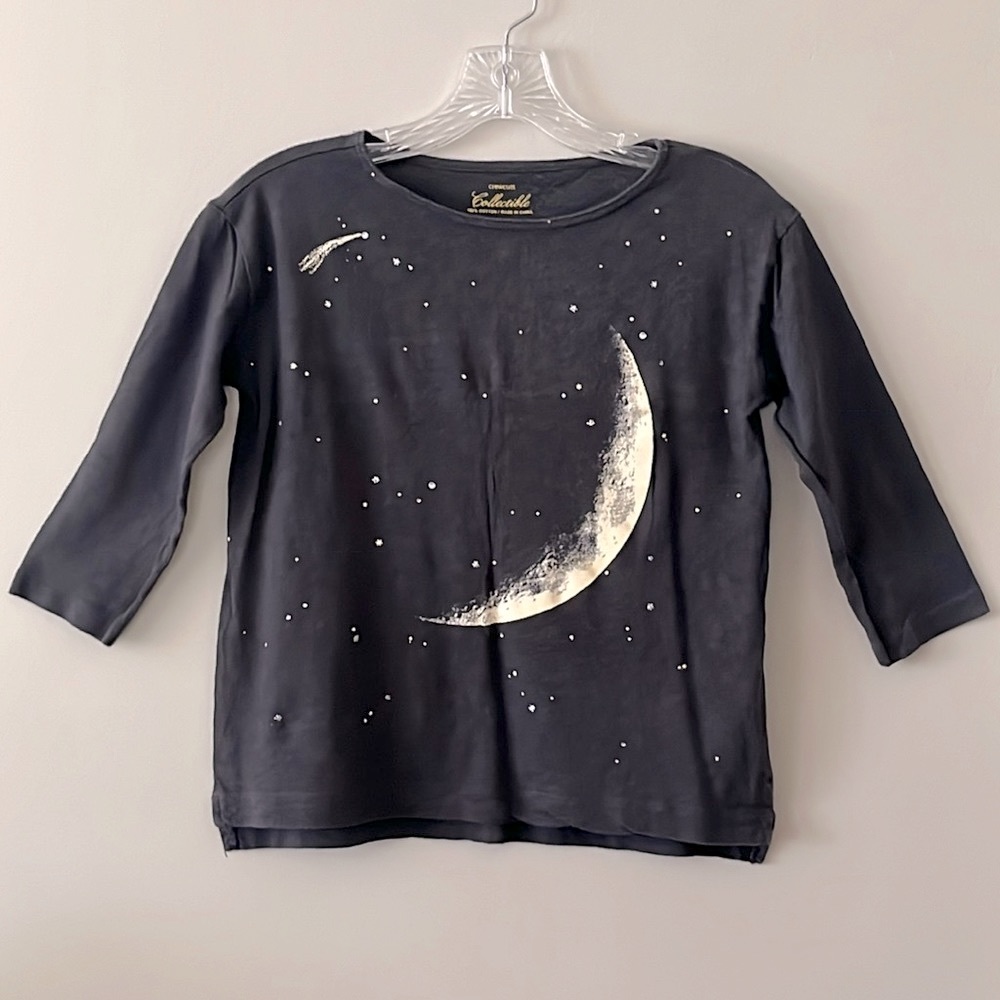CREW CUTS by J. CREW, Comfy & Sweet Moon Walk, 3/4 Sleeve Top, SZ 12 - Like New